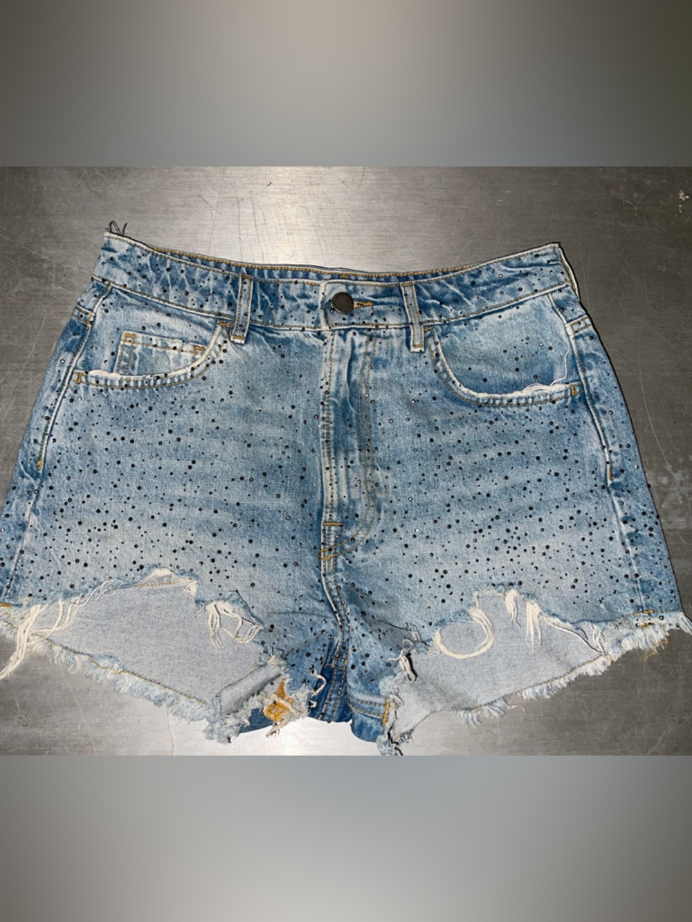 Used women’s Zara Denim Shorts with Stud Embellishments. Size 6